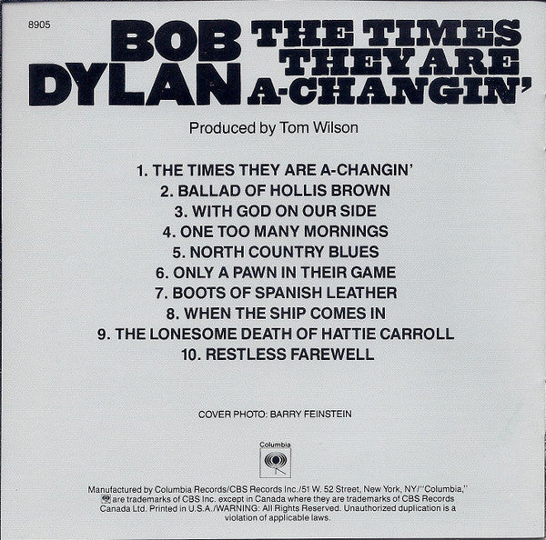 Bob Dylan - The Times They Are A-Changin' (CD) -