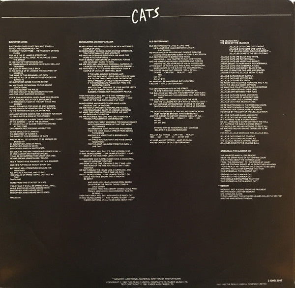 Andrew Lloyd Webber - Cats: Original London Cast Album - 1981
