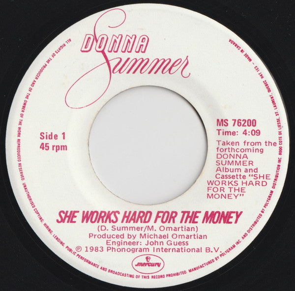 Donna Summer - She Works Hard For The Money / I Do Believe (I Fell In Love) Vinyl Record