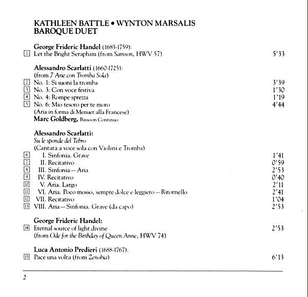 Kathleen Battle • Wynton Marsalis - Baroque Duet (CD) - 1992