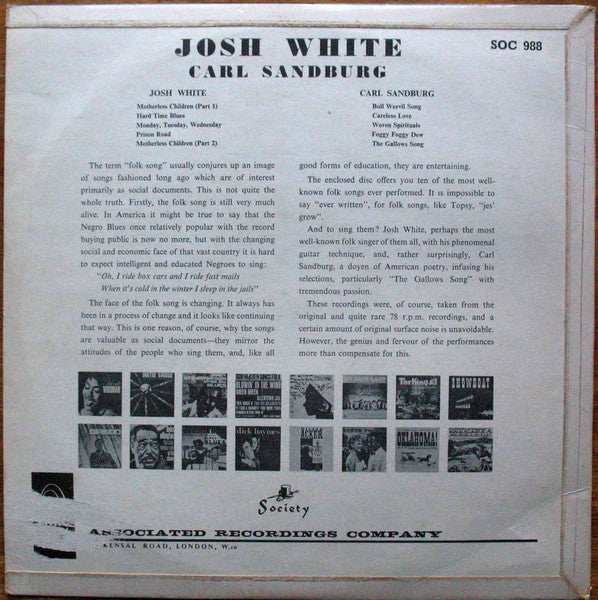 Josh White - Josh White And Carl Sandburg