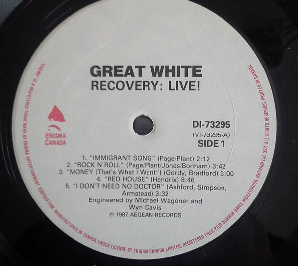 Great White - Recovery: Live! - 1987