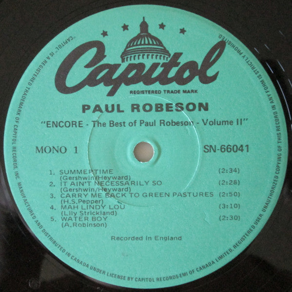Paul Robeson - Encore - The Best Of Paul Robeson Volume II -