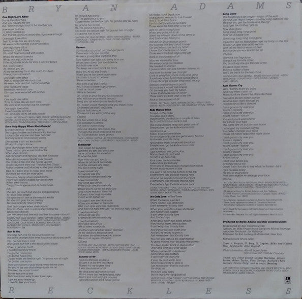 Bryan Adams - Reckless - 1984