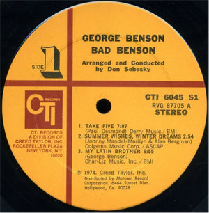 George Benson - Bad Benson Vinyl Record