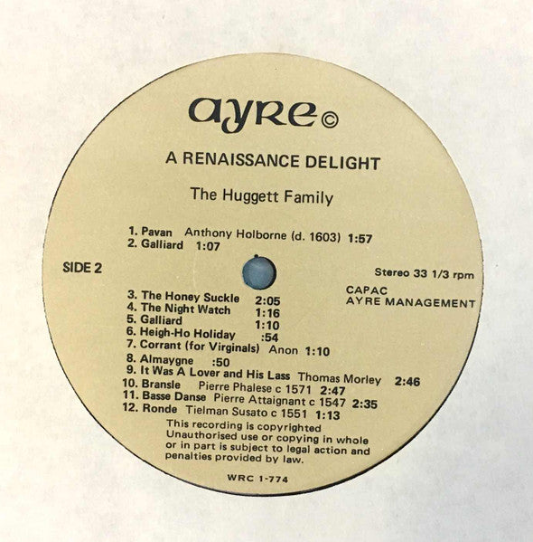 The Huggett Family - A Renaissance Delight / Un Délice De La Renaissance Vinyl Record