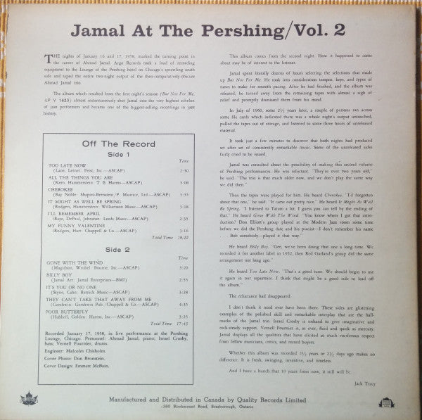 Ahmad Jamal - Jamal At The Pershing Volume Two 