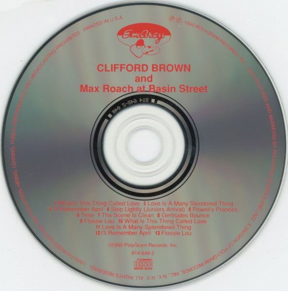 Clifford Brown And Max Roach - At Basin Street (CD) - 1990