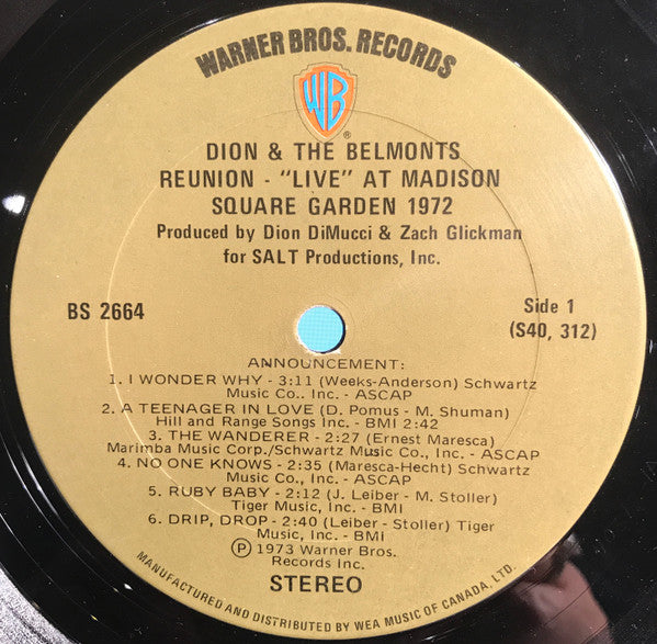 Dion & The Belmonts - Reunion - "Live" At Madison Square Garden 1972 - 1973