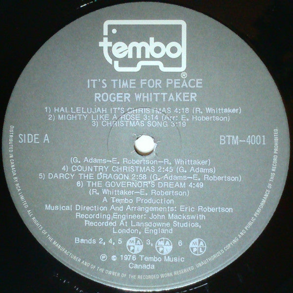 Roger Whittaker - A Time For Peace (The Roger Whittaker Christmas Album) - 1976