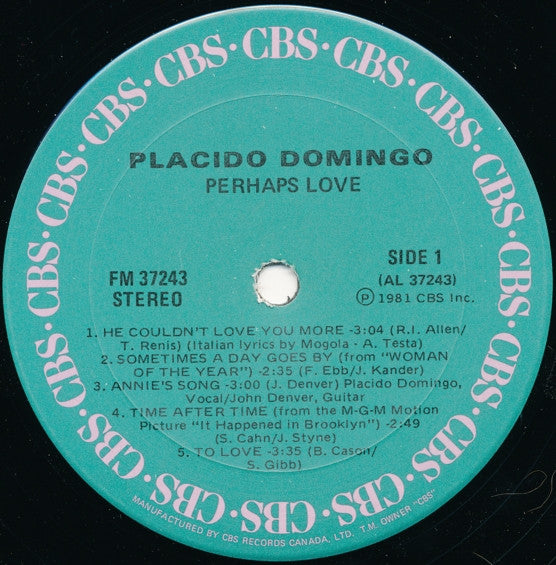 Placido Domingo with John Denver - Perhaps Love Vinyl Record