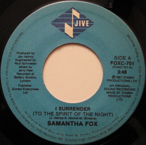 Samantha Fox - I Surrender (To The Spirit Of The Night) - 1987