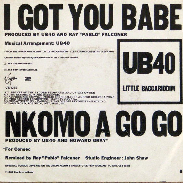 UB40 With Chrissie Hynde - I Got You Babe - 1985