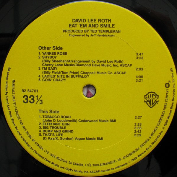 David Lee Roth - Eat 'Em And Smile - 1986