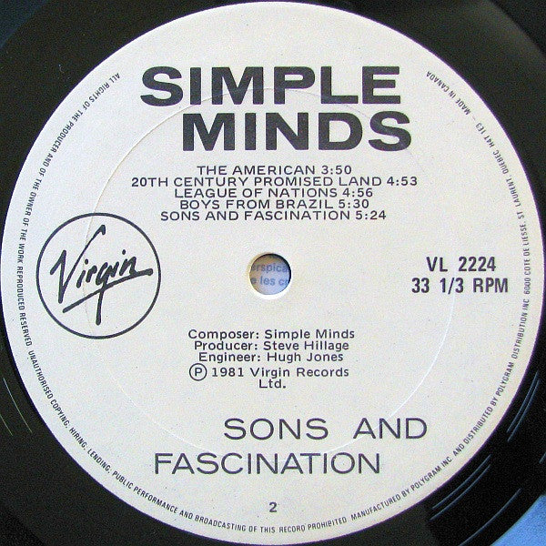 Simple Minds - Sons And Fascination - 1981