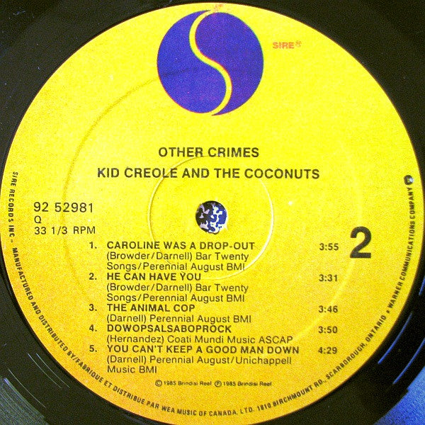 Kid Creole And The Coconuts - In Praise Of Older Women And Other Crimes - 1985