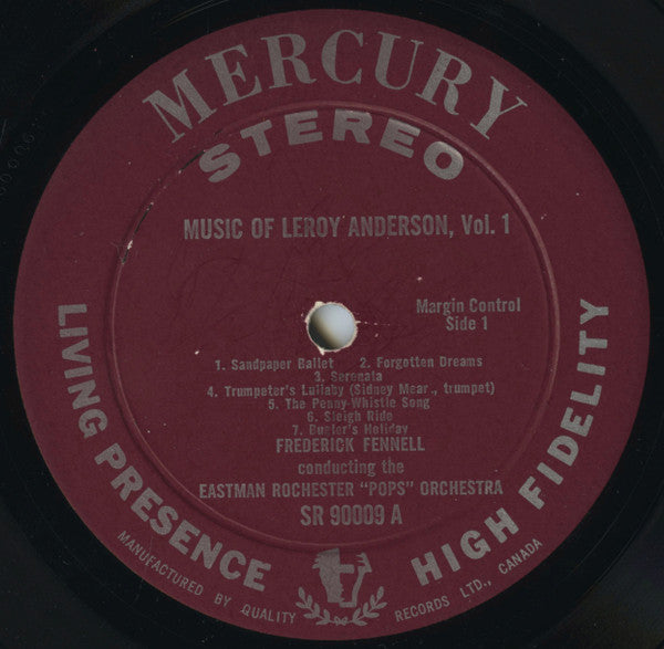 Leroy Anderson,Frederick Fennell,Eastman-Rochester Pops Orchestra - , ,  The Music Of Leroy Anderson Vol. 1 Vinyl Record