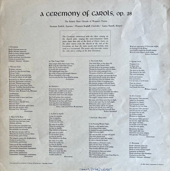 Robert Shaw Chorale, The : Benjamin Britten - A Ceremony Of Carols / Rejoice In The Lamb / Festival Te Deum -