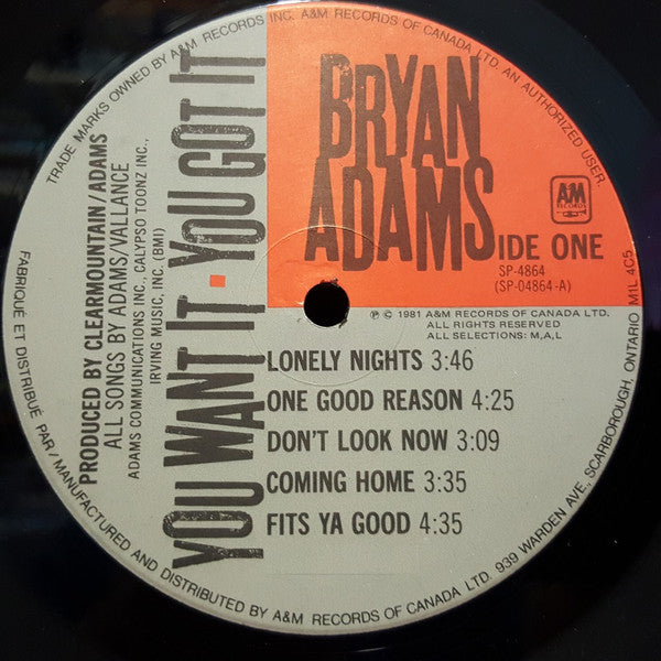 Bryan Adams - You Want It, You Got It