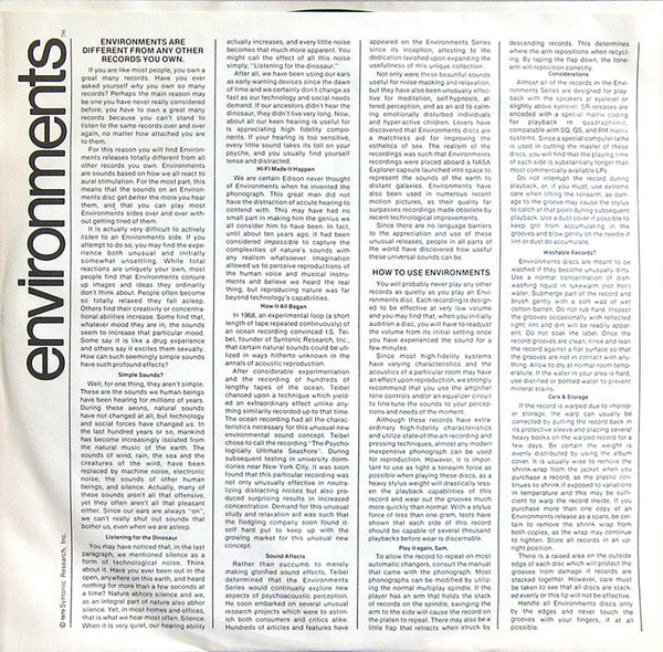 No Artist - Environments (Induced Meditation - A New Easy Method Of Relieving Tension - Disc 7) - 1979