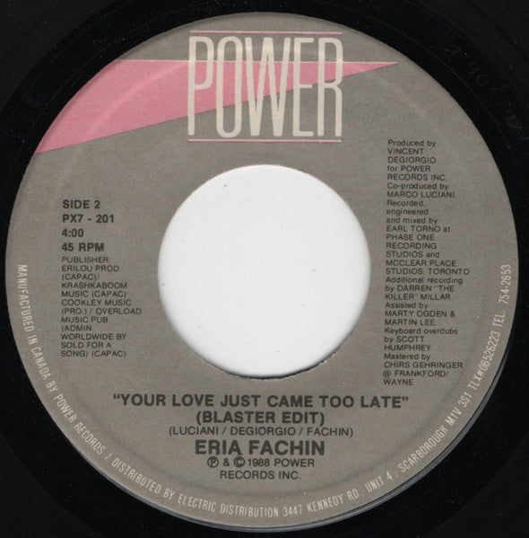 Eria Fachin - Your Love Just Came Too Late