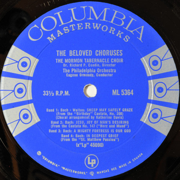 Mormon Tabernacle Choir, Richard P. Condie - Philadelphia Orchestra, The, Eugene Ormandy - The Beloved Choruses - 1958