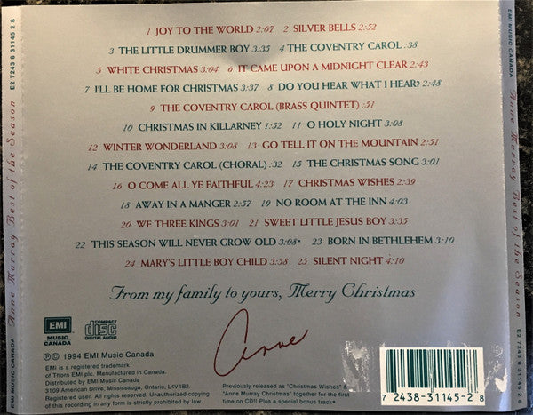 Anne Murray - Best Of The Season (CD) -