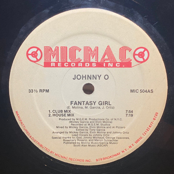 Johnny O - Fantasy Girl Vinyl Record