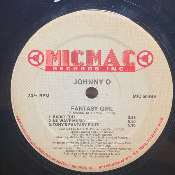 Johnny O - Fantasy Girl Vinyl Record