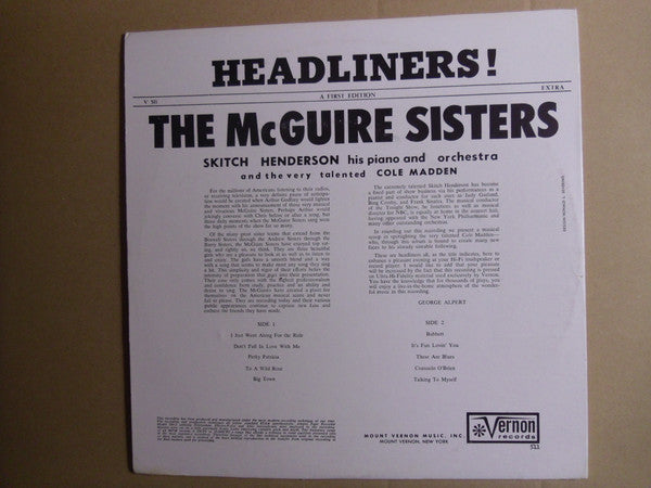 McGuire Sisters - Headliners!