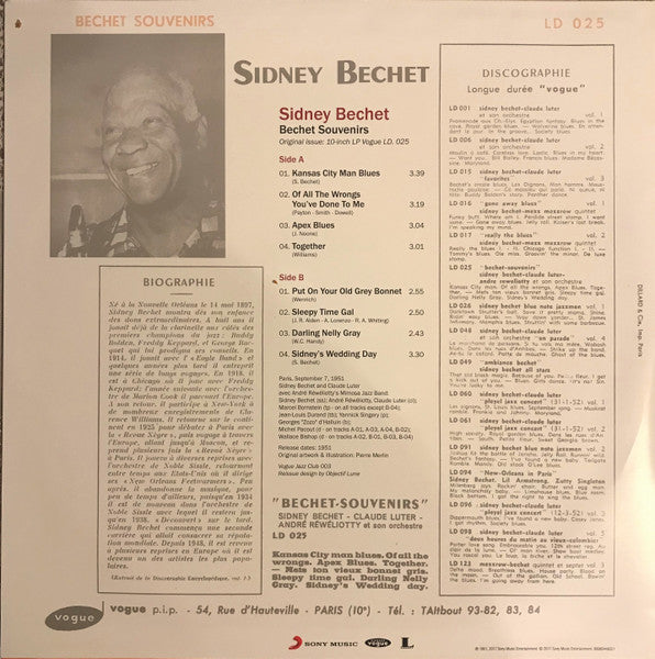 Sidney Bechet - Bechet Souvenirs Vinyl Record