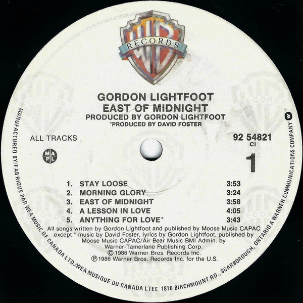 Gordon Lightfoot - East Of Midnight