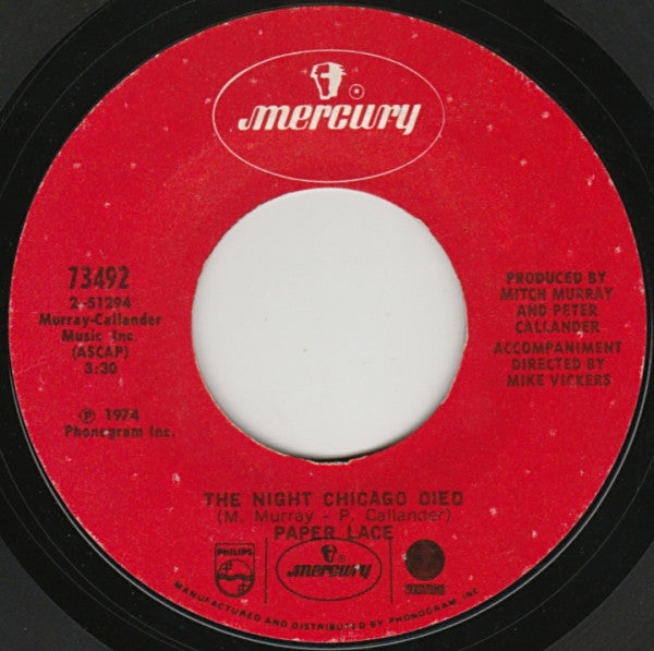 Paper Lace - The Night Chicago Died / Can You Get It When You Want It - 1974