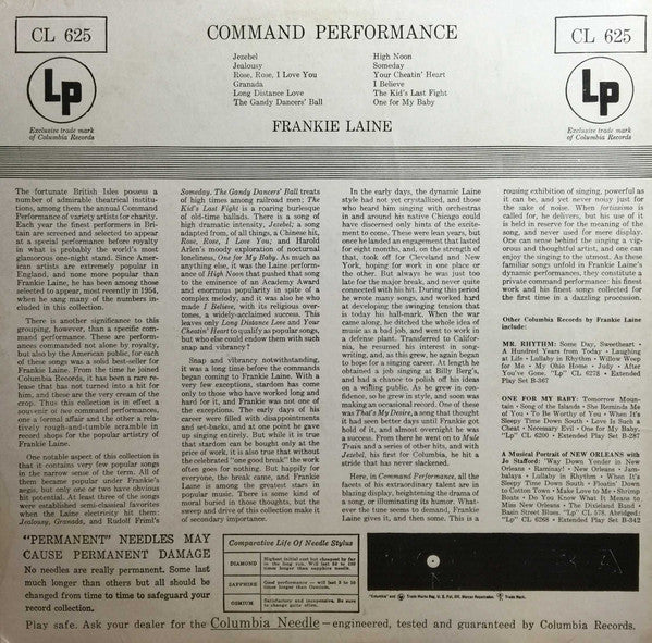 Frankie Laine - Command Performance Vinyl Record