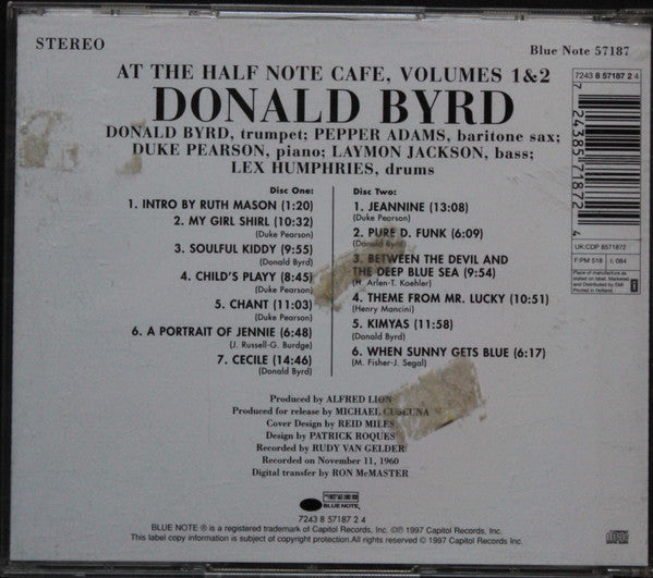 Donald Byrd - At The Half Note Cafe, Volumes 1 & 2 (CD) - 1997