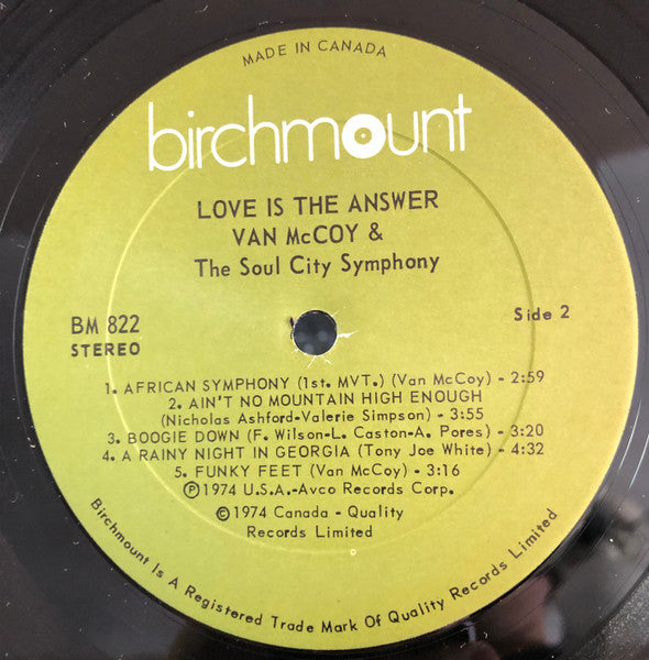 Van McCoy & The Soul City Symphony - Love Is The Answer