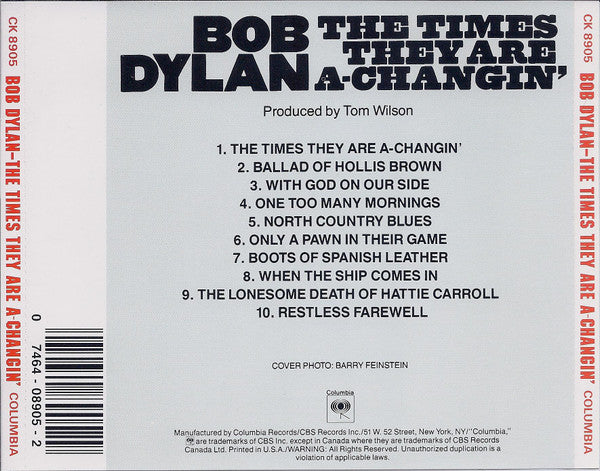 Bob Dylan - The Times They Are A-Changin' (CD) -