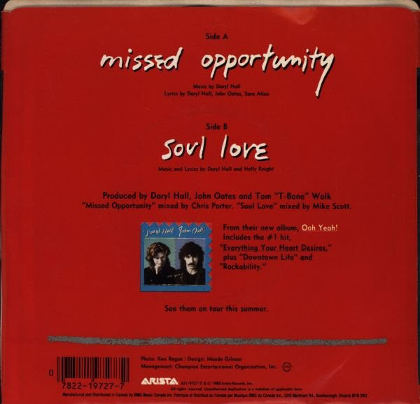 Daryl Hall & John Oates - Missed Opportunity
