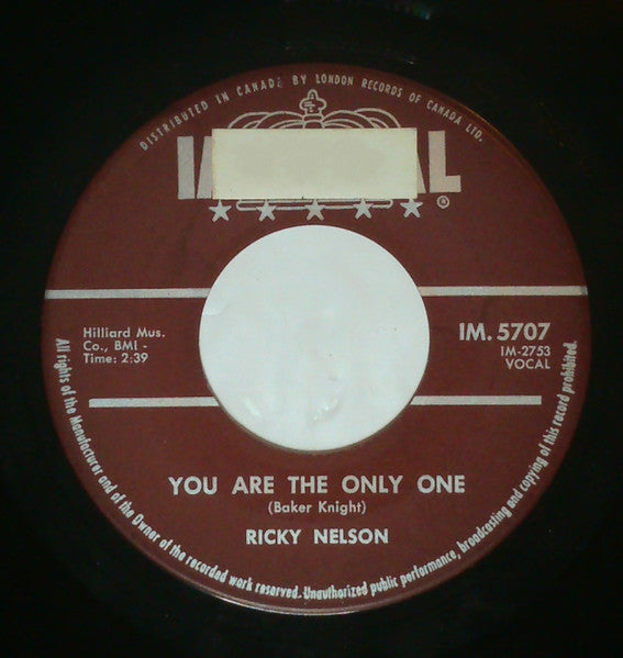 Ricky Nelson (2) - You Are The Only One / Milk Cow Blues