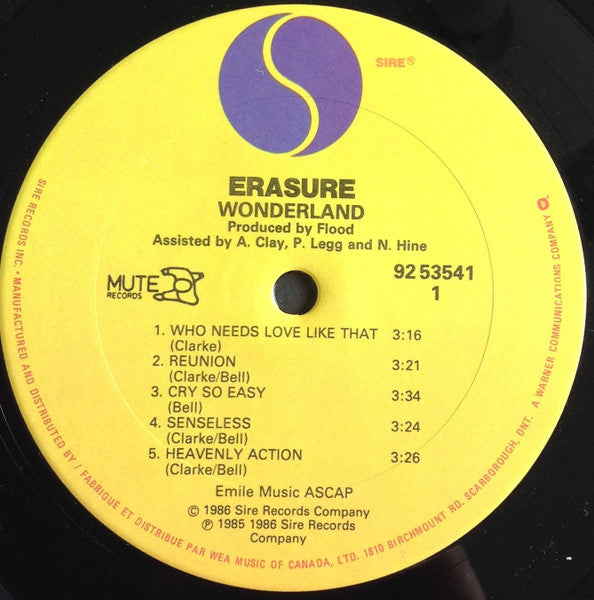 Erasure - Wonderland - 1986
