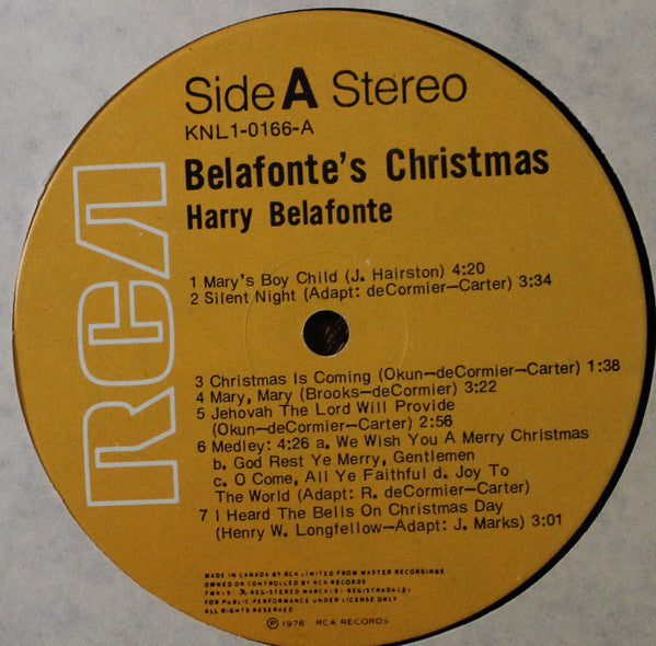 Harry Belafonte - Belafonte's Christmas - 1976