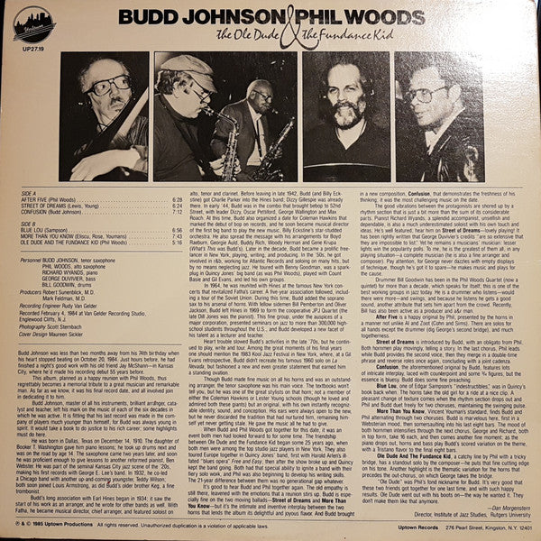 Budd Johnson / Phil Woods -  The Ole Dude & The Fundance Kid Vinyl Record