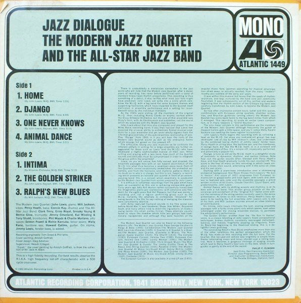 Modern Jazz Quartet, The & All-Star Jazz Band, The - Jazz Dialogue - 1966