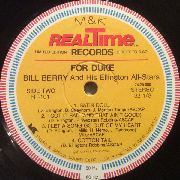 Bill Berry And His Ellington Allstars - For Duke - 1978