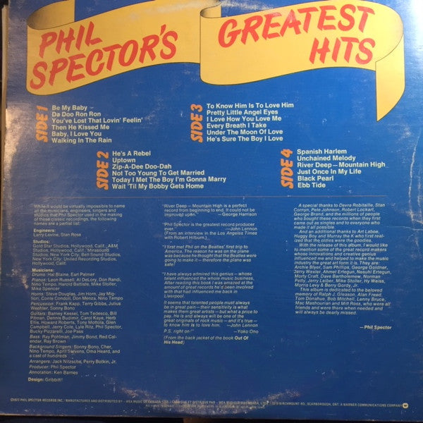 Phil Spector - Phil Spector's Greatest Hits Vinyl Record