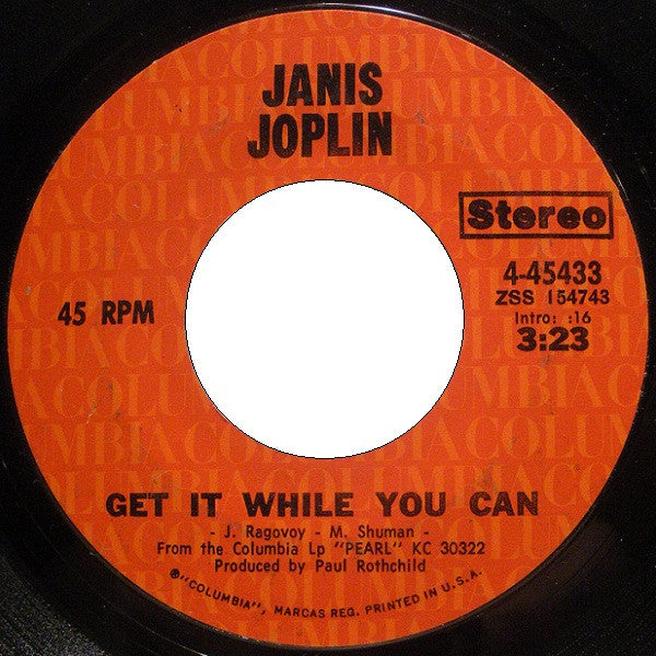 Janis Joplin - Get It While You Can / Move Over - 1971