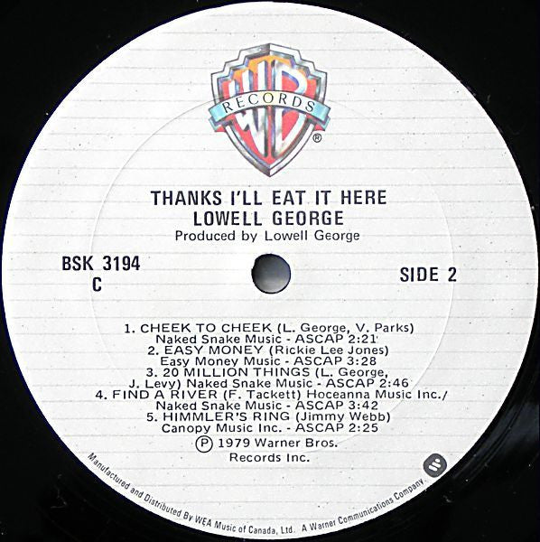 Lowell George - Thanks I'll Eat It Here - 1979