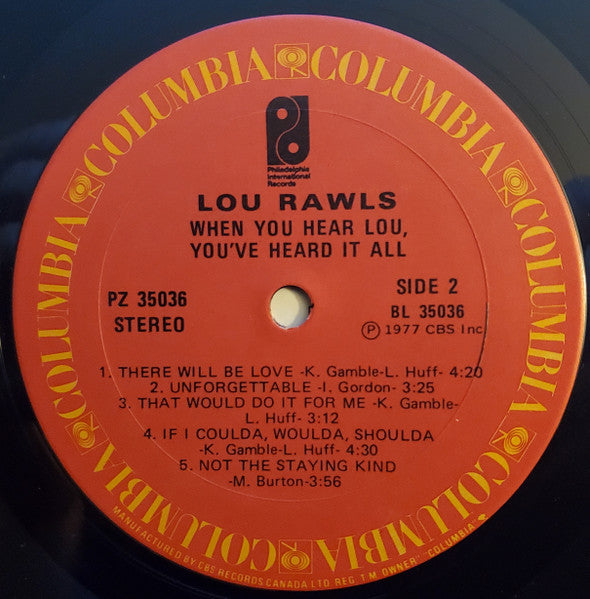 Lou Rawls - When You Hear Lou, You've Heard It All Vinyl Record