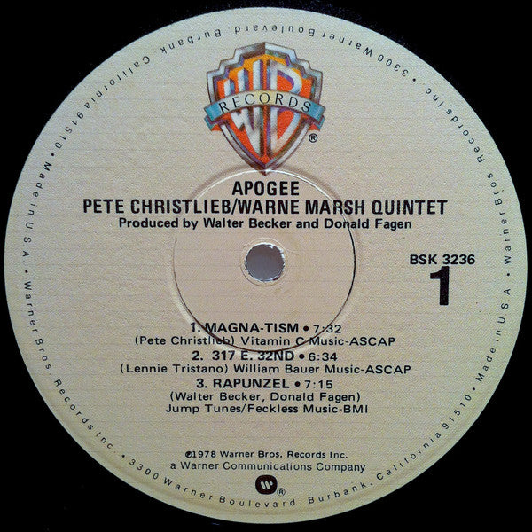 Pete Christlieb / Warne Marsh Quintet - Apogee - 1978