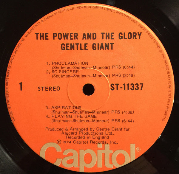 Gentle Giant - The Power And The Glory - 1974